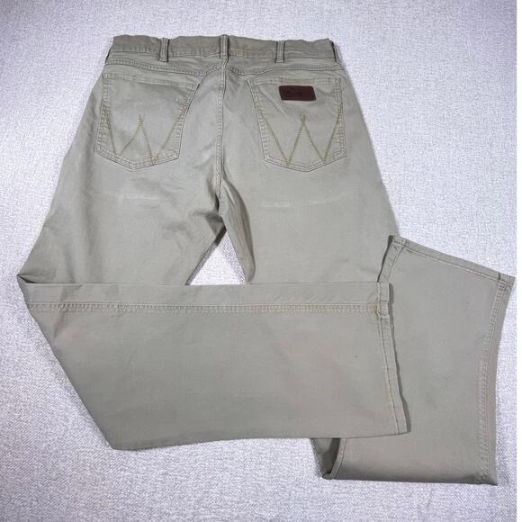 Wrangler Retro Men’s Slim Straight Leg Jeans 36x34 Tan Slim Straight Leg Denim - Picture 2 of 10